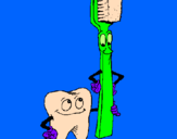 Desenho Dentes e escova de dentes pintado por anónimo