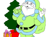 Desenho Santa Claus e uma árvore de natal pintado por PIPI