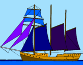Desenho Veleiro de três mastros pintado por Frederico