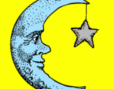 Desenho Lua e estrela pintado por sheila