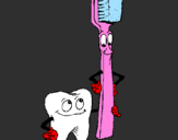 Desenho Dentes e escova de dentes pintado por helena