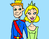 Desenho Príncipe e princesa pintado por Carolina