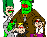Desenho Família de monstros pintado por Brunno