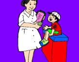 Desenho Enfermeira e menino pintado por bruna 1