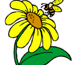 Desenho Margarida com abelha pintado por Vovó triste