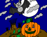 Desenho Paisagem Halloween pintado por Gutynho Camilo