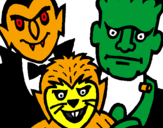 Desenho Personagens Halloween pintado por vamos te pegar