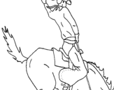Desenho Vaqueiro a cavalo pintado por cri