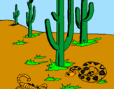 Desenho Deserto  pintado por escorpião x cobra