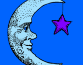 Desenho Lua e estrela pintado por thabata