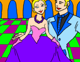Desenho Princesa e príncipe no baile pintado por nicole