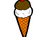 Desenho Cone de gelado pintado por sorvete de bolas
