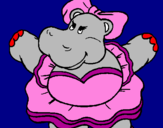 Desenho Hipopótamo com laço pintado por Lara