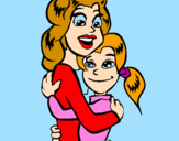 Desenho Mãe e filha abraçaram pintado por maria joao gomes marques