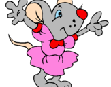 Desenho Rata com vestido pintado por Mariana