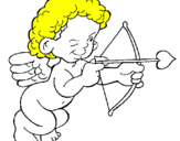 Desenho Cupido a apontar com a seta pintado por claudia