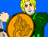 Desenho Cavaleiro com escudo de leão pintado por Lara