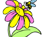 Desenho Margarida com abelha pintado por maria clara