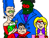 Desenho Família de monstros pintado por rosiely