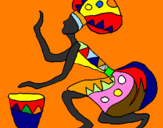Desenho Mulher com tambor pintado por Africana