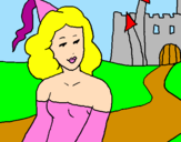 Desenho Princesa e castelo pintado por Rita M.