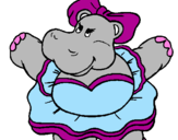 Desenho Hipopótamo com laço pintado por isabela