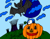 Desenho Paisagem Halloween pintado por tatiane