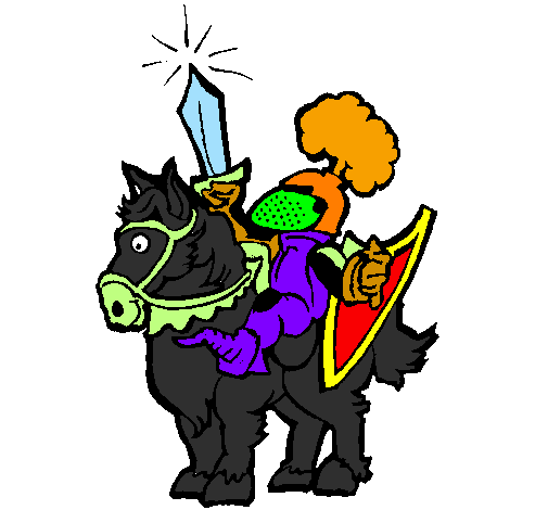 Cavaleiro a alçar a espada