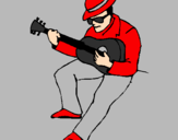 Desenho Guitarrista com chapéu pintado por mano 