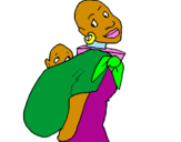 Desenho Africana com pano porta-bebé pintado por Ameliana
