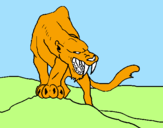 Desenho Tigre com dentes afiados pintado por onda