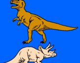 Desenho Tricerátopo e tiranossauro rex pintado por YURI