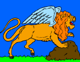 Desenho Leão alado pintado por josh