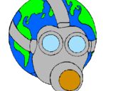Desenho Terra com máscara de gás pintado por luizfelipe