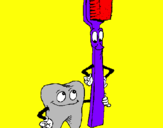 Desenho Dentes e escova de dentes pintado por joão marcelo