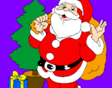 Desenho Santa Claus e uma árvore de natal pintado por emanuelle