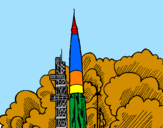 Desenho Lançamento foguete pintado por maria teresa