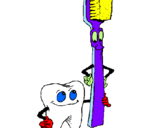 Desenho Dentes e escova de dentes pintado por mari