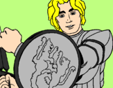 Desenho Cavaleiro com escudo de leão pintado por tiago