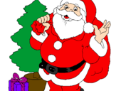 Desenho Santa Claus e uma árvore de natal pintado por Ana