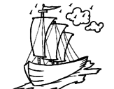 Desenho Barco veleiro pintado por poll