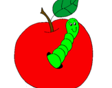 Desenho Maçã com lagarto pintado por maça