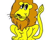 Desenho Leão pintado por Duarte de 3 anos