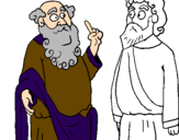Desenho Sócrates e Platão pintado por Platão e Sócrates