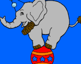 Desenho Elefante em cima de uma bola pintado por clercia