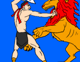 Desenho Gladiador contra leão pintado por de  andressa  para aninha