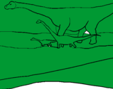 Desenho Familia de Braquiossauros pintado por luiz