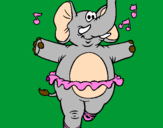 Desenho Elefante com tutú pintado por gabrielle miranda lima