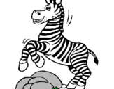Desenho Zebra a saltar pedras pintado por essa