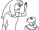 Desenho Mãe e filho egipcios pintado por vitor